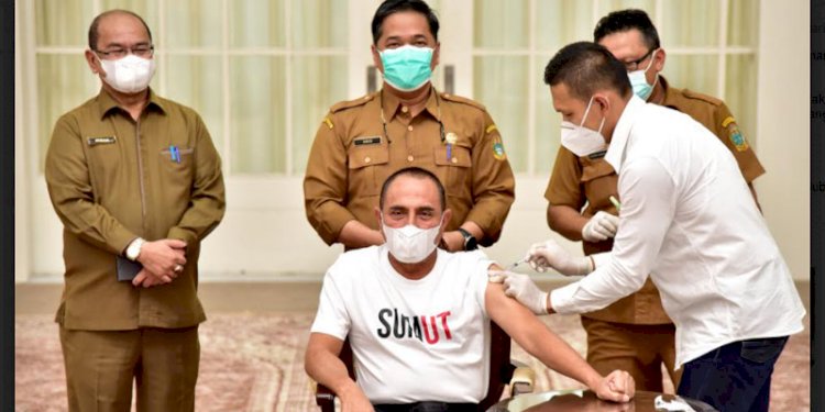 Gubernur Sumut Edy Rahmayadi menerima suntikan vaksi covid-19 tahap II/RMOLSumut