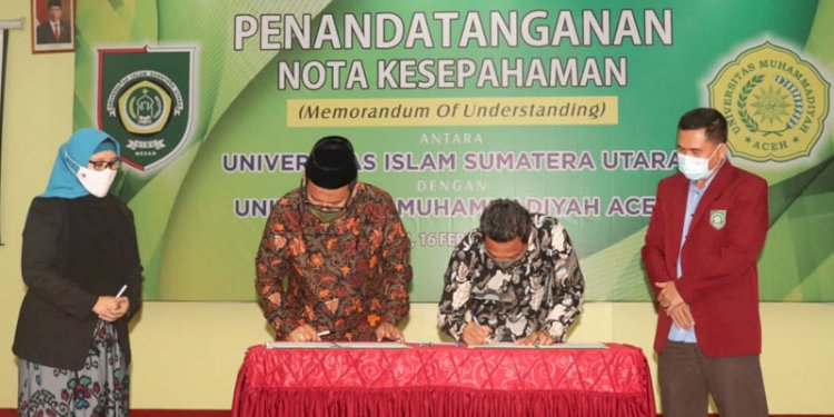 Penandatanganan MoU UISU dengan UNMUHA Aceh/RMOLSumut