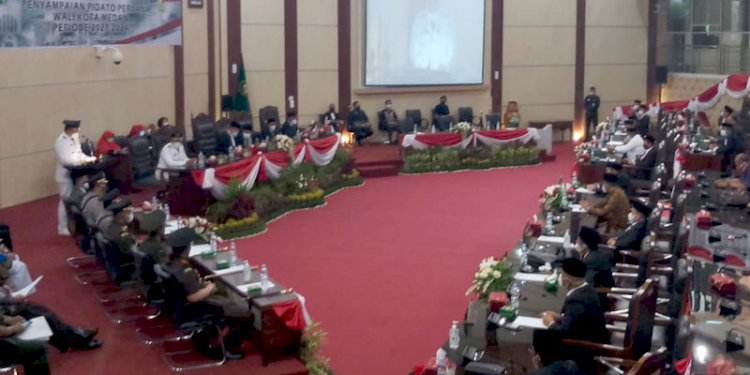Bobby Nasution menyampaikan pidato perdana pada Paripurna DPRD Kota Medan/RMOLSumut