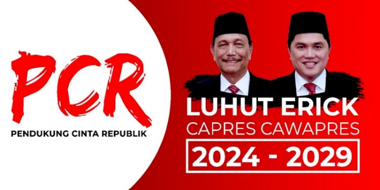  Relawan Pendukung Cinta Republik (PCR) mendeklarasikan dukungan untuk Luhut Binsar Pandjaitan dan Erick Thohir untuk Pilpres 2024/Ist