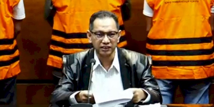  Wakil Ketua KPK, Nurul Ghufron, saat mengumumkan status tersangka kepada Bupati Langkat, Terbit Rencana Perangin Angin/Repro
