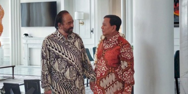  Ketua Umum Partai Gerindra Prabowo Subianto dan Ketua Umum Partai Nasdem Surya Paloh/Net