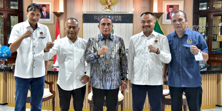 Gubernur Sumut Edy Rahmayadi menerima audiensi Ketua PWI Pusat Atal Depari yang didampingi pengurus PWI Sumut/RMOLSumut