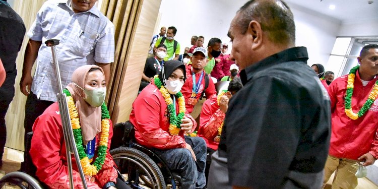 Gubernur Sumut, Edy Rahmayadi menyambut atlet ASEAN Para Games asal Sumatera Utara/Ist