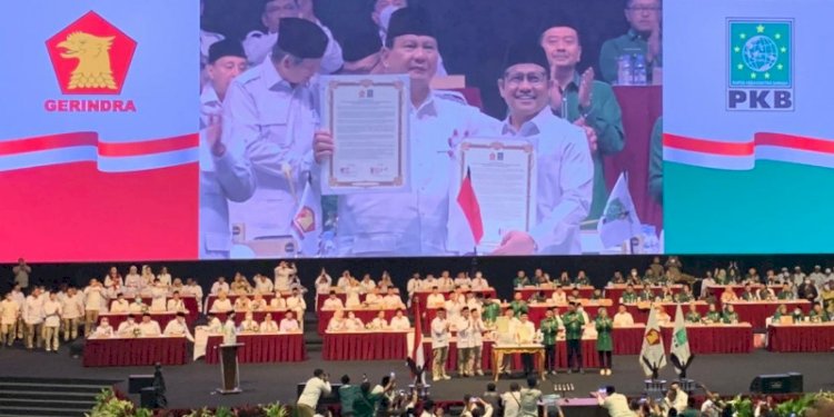 Ketua Umum Partai Gerindra Prabowo Subianto bersama Ketua Umum Partai Kebangkitan Bangsa (PKB) Muhaimin Iskandar/RMOL