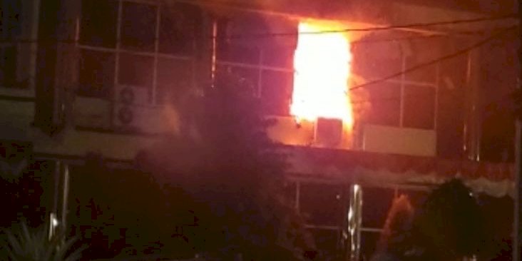 Kebakaran di lantai II Gedung Ditreskrimsus Polda Sumut/Ist