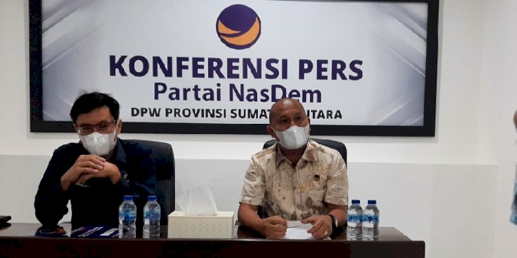 Ketua DPW Nasdem Sumut Iskandar ST bersama Wakil Ketua DPRD Sumut Rahmansyah Sibarani/RMOLSumut