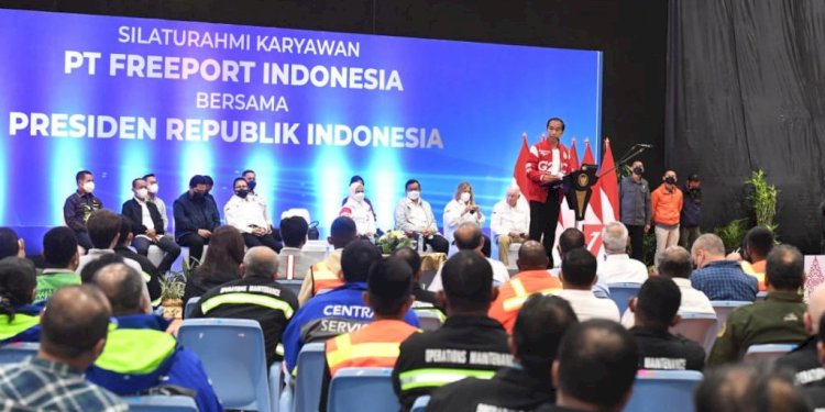 Presiden Joko Widodo saat silaturahmi dengan karyawan PT Freeport Indonesua/Setkab