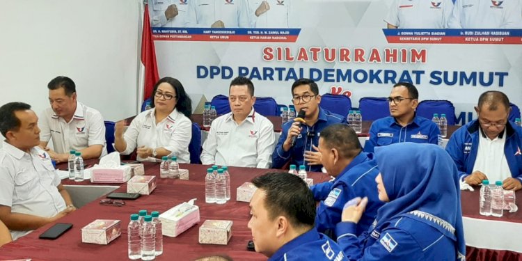 Lokot Nasution dan Rudi Zulham saat pada acara Silaturahmi DPD Demokrat ke Kantor DPW Perindo Sumatera Utara/RMOLSumut