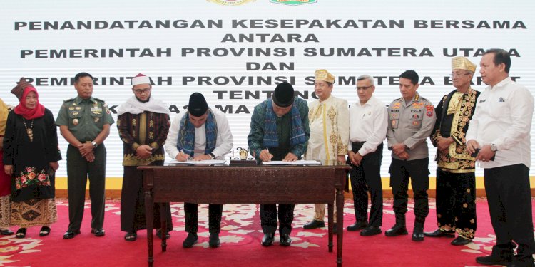 Penandatanganan kerjasama bidang pangan antara Pemprov Sumatera Utara dan Sumatera Barat/Ist