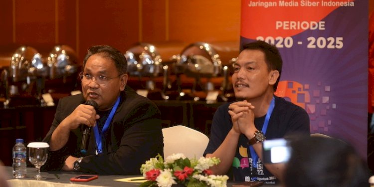 Ketua Umum JMSI yang juga CEO RMOL Network Teguh Santosa  bersama Wakil Ketua JMSI Rahiman Dani beberapa waktu lalu/Ist