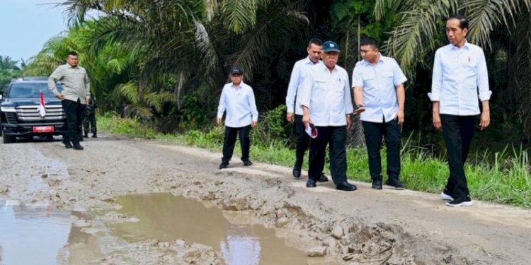 Presiden Joko Widodo meninjau jalan rusak parah di Labura, Sumatera Utara/Ist
