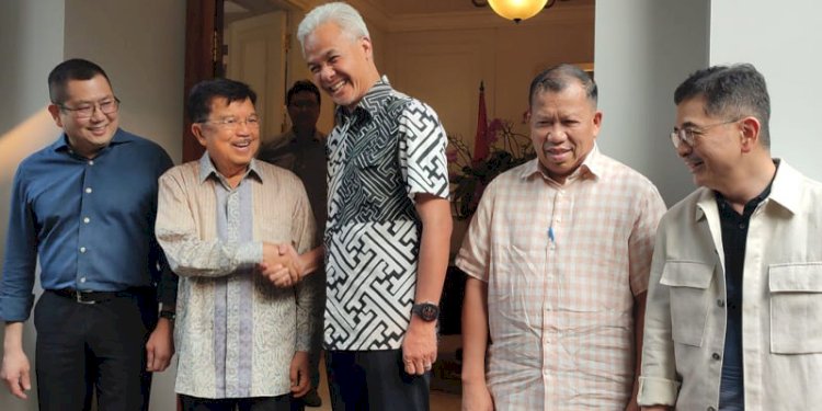 Capres Ganjar Pranowo bersama rombongan di kediaman Wakil Presiden ke-10 dan ke-12 RI, Jusuf Kalla/RMOL